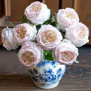 4 Pcs Real Touch Peonies Artificial Flowers, 3.5'' Big Bloom Austin Rose Peony Latex Fake Flower with Stems for Wedding Bouquet Party Valentines Arrangement Home Kitchen (Champagne) in Saudi Arabia