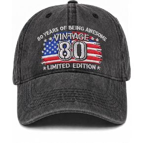 80th Birthday Gifts, 80 Year Old Gifts Ideas for Men Women, Adjustable Washed Cotton Embroidered Baseball Cap in Saudi Arabia