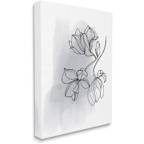 Stupell Industries Lily Floral Line Drawing Over Abstract Brush Pattern in Kuwait