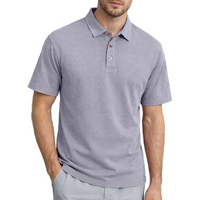 KUYIGO Men's Cotton Polo Shirts Short Sleeve Casual Summer Vintage Washed Shirt Classic Collared Shirt in Kuwait