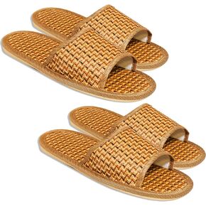 Fredi & Sons Bamboo Open Toe Slippers, 2 Pairs, Luxury Hotel-Style Indoor Guest Sandals for Home, Bathroom, Hotels, Salons, and Vacation Rentals in Saudi Arabia