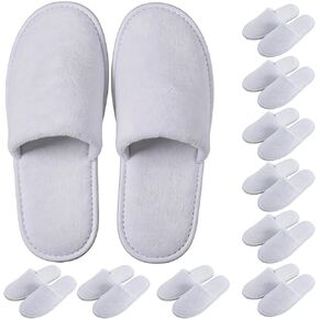 10 Pairs Disposable Guest Slippers, Soft Cotton Closed Toe Spa Slippers, Non Slip Washable Reusable Indoor House Slippers, Individually Wrapped Unisex Footwear for Hotel Travel Home in Saudi Arabia