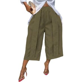 Verdusa Women's Gaucho Pants Culottes Lightweight Baggy Capris with Pockets Loose Fit in Kuwait