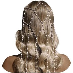 Multi-layered Long Pearl Tassel Hair Chain Headpiece for Women Party-Summer Beach Pearl Beaded Hair Accessory Bridal Wedding Hairband Jewelry in Saudi Arabia