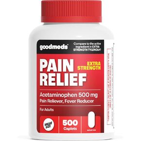 Compare to Extra Strength Tylenol | Acetaminophen 500mg Extra Strength Pain Reliever & Fever Reducer | Headache, Muscle Aches, Back Pain, Cold & Flu Relief, 500 Count in Saudi Arabia