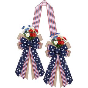 Riceshoot 63 Inch Double Sided Patriotic Door Wreath Bow 4th of July 250th Anniversary Decor Red White Blue Bow Wreath for Front Door Indoor Outdoor Independence Day Memorial Veterans Day in Kuwait