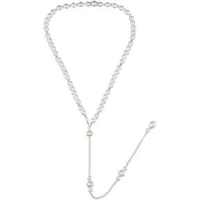 White Elegant Boho Pearl Back Chain Necklace Vintage Pearl Backdrop Long Sexy Tassel Pendant Body Chain Backless Dress Accessories for Women Wedding Brides and Prom Off-shoulder Dressing in Saudi Arabia