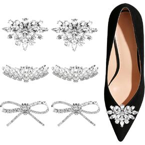 3 Pairs Rhinestone Shoe Clips for Women Dress Shoes, Decorative Shoe Clips with Snowflake, Pearl & Bow Designs, Removable Shoe Clips for Heels, Shoes, Scarves & Hats in Kuwait