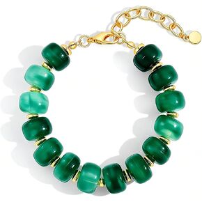 Bohemian Initial Beaded Bracelets for Women Waterproof Chunky Colorful Letter Resin Bead Bracelets Adjustable Beaded Statement Bracelet Summer Beach Jewelry in Kuwait