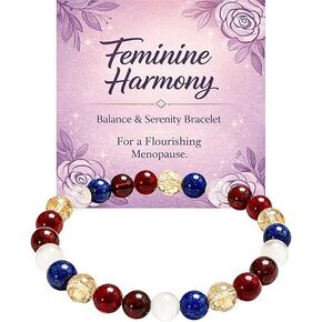 Menopause Bracelet For Women, Natural Stone Amethyst Beaded Hormone Balance Healing Crystal Stress Relief Card Jewelry Gift in Saudi Arabia