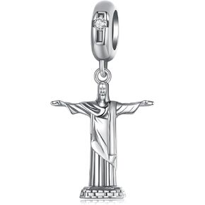 Christ the Redeemer Pendant Charm 925 Sterling Silver Charm Fits For Pandora Bracelet Necklace,SCC2875 in Kuwait