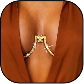 YONAMIX Rhinestone Chest Bracket Bra Chain Jewelry Gold Butterfly Body Chains for Women in Saudi Arabia