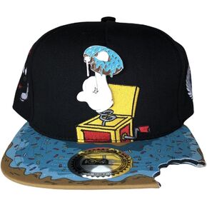 قبعة PANGKB Snapback، سوداء، بوليستر، حافة أريكة ليزي من Homer Simpson، ملابس هيب هوب، قابلة للتعديل، للبالغين in Kuwait