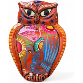 Hanging Decorative Owl – 10 Inch Handmade Guerrero Pottery Mexican Wall Art – Colorful Ceramic Home Decor in Saudi Arabia