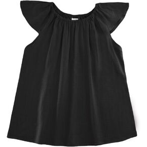 POBIDOBY Girl's Dresses Cotton Linen Ruffle Sleeve A-Line Cute Midi Casual Sundress 2-6 Years in Saudi Arabia