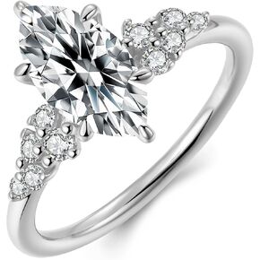 1CT/2CT Marquise Cut Moissanite Engagement Ring for Women, 14K Gold Vermeil Plated S925 Silver Wedding Promise Ring Valentines Mother's Day Anniversary Christmas Gift for Her Size 5-12 in Saudi Arabia