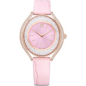Swarovski Crystalline Aura Watch, Swiss Made, Leather Strap, Pink, Rose Gold-Tone Finish in Kuwait
