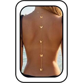 Gold Long Body Chain for Women Sexy Waist Back Body Chain Belly Butterfly Necklace Adjustable Droop Layerd Bohemia Back Jewelry Gifts for Women in Saudi Arabia