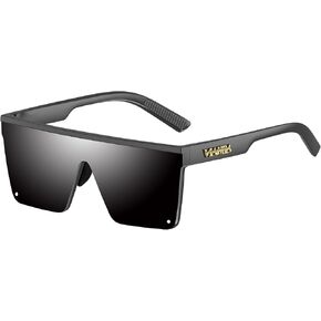 Polarized Oversized Sunglasses Mens Womens Flat Top Square Trendy Visor Shades UV400 P305 in Saudi Arabia