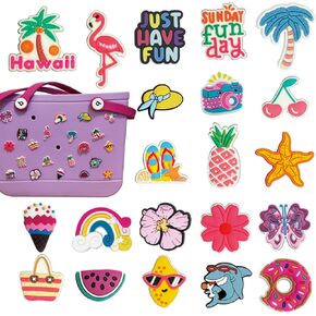 20 Pcs Washable Charm for Bogg Bags Accessories - Decorative Insert Accessories for Beach Tote Bags, Compatible with Small, Medium, Large, Baby & Mini Bogg Bags and Other Rubber Totes in Saudi Arabia