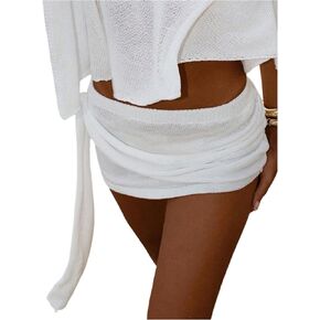 SHENHE Women's Swimsuit Coverups Knit Mini Skirt Cover Ups for Swimwear Beach Cover Up in Saudi Arabia