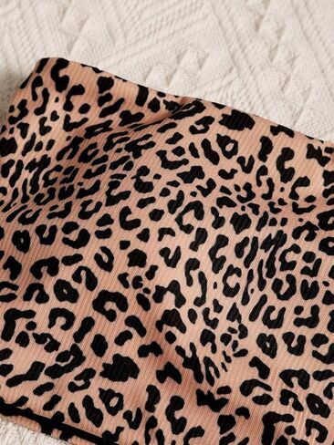 OYOANGLE Women's Leopard Bandeau Bikini Strapless Swimsuits Cheetah Print Bathing Suits Beachwear in Kuwait