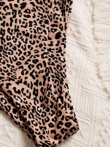 OYOANGLE Women's Leopard Bandeau Bikini Strapless Swimsuits Cheetah Print Bathing Suits Beachwear in Kuwait