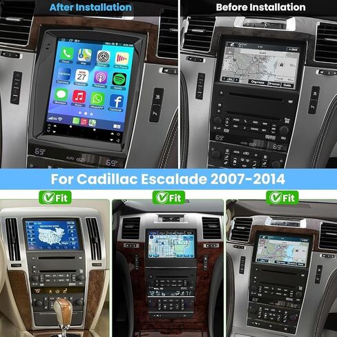 9.7 Inch Android 13 Car Stereo Radio for Cadillac Escalade SLS 2007-2014,Touch Screen Double Din Car Stereo with CarPlay Android Auto WiFi Bluetooth FM RDS GPS Navigation DSP SWC+AHD Backup Camera in Saudi Arabia