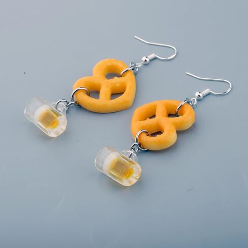 OKEYCH Oktoberfest Gift Beer and Pretzel Shape Earrings German Beer Drinking Jewelry German Party Gift in Kuwait