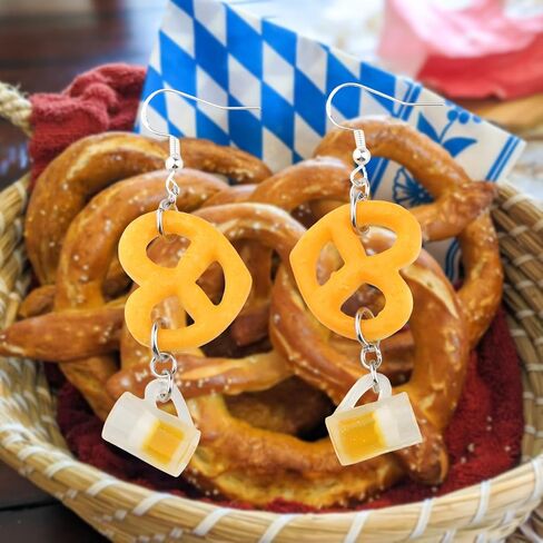 OKEYCH Oktoberfest Gift Beer and Pretzel Shape Earrings German Beer Drinking Jewelry German Party Gift in Kuwait