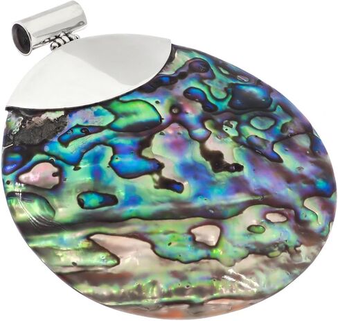 FifiRose Paua Abalone Shell 925 Sterling Silver Pendant, 2 3/4" p83623 in Saudi Arabia