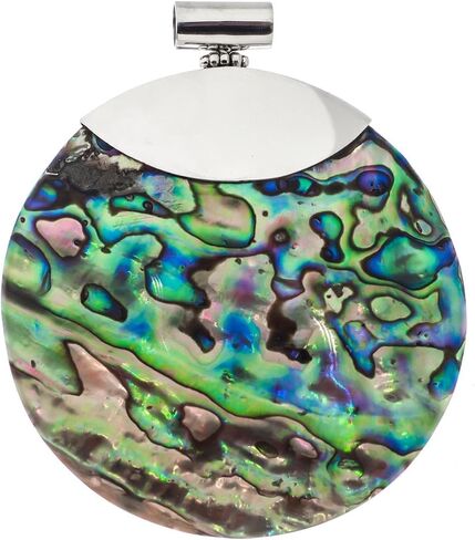FifiRose Paua Abalone Shell 925 Sterling Silver Pendant, 2 3/4" p83623 in Saudi Arabia