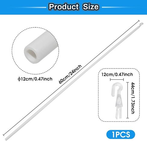 24 Inch Blind Wand Replacement with Hook, Plastic Spliceable Blind Rod, Window Blinds Stick Replacement for Vertical & Horizontal Blinds,1 Pack in Kuwait