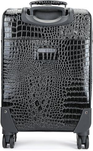 Baxi&barna Crocodile Embossed Hardside Carry-On Luggage, 20 inches, Black (22.8X14.7X9.2 Inch) in Saudi Arabia