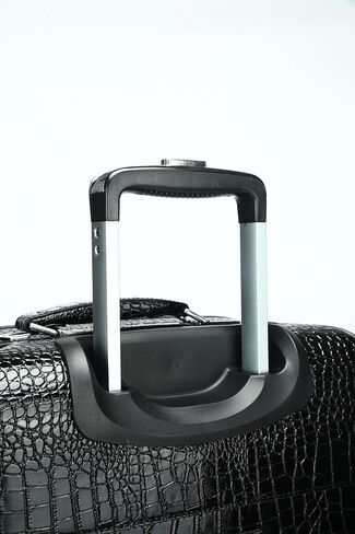 Baxi&barna Crocodile Embossed Hardside Carry-On Luggage, 20 inches, Black (22.8X14.7X9.2 Inch) in Kuwait