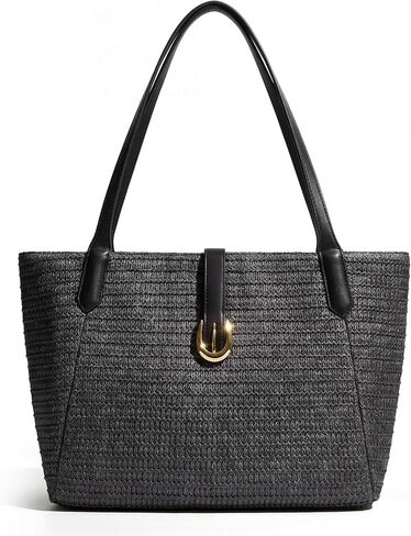 CHUNLI Straw Beach Bag for Women, Woven Raffia Summer Tote with Leather Handles, Boho Vacation Resort Shoulder Tote Bag in Saudi Arabia