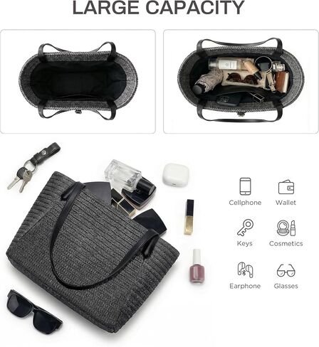 CHUNLI Straw Beach Bag for Women, Woven Raffia Summer Tote with Leather Handles, Boho Vacation Resort Shoulder Tote Bag in Saudi Arabia
