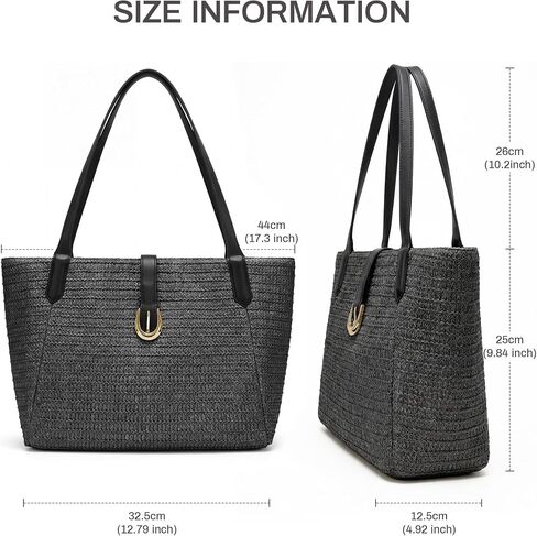 CHUNLI Straw Beach Bag for Women, Woven Raffia Summer Tote with Leather Handles, Boho Vacation Resort Shoulder Tote Bag in Saudi Arabia