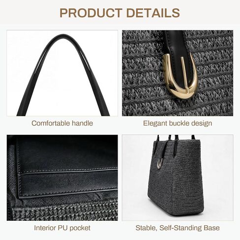 CHUNLI Straw Beach Bag for Women, Woven Raffia Summer Tote with Leather Handles, Boho Vacation Resort Shoulder Tote Bag in Saudi Arabia