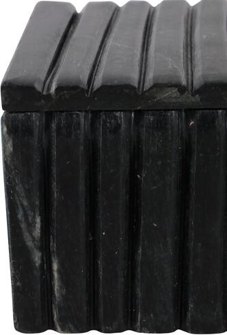 Decorative Marble Ridged Box for Home Decor - Modern Storage Box with Lid for Jewelry, Keepsake, and Shelf Accent - Home Organizer for Bedroom, Office Desk, or Living Room Decor - 3", Black in Saudi Arabia