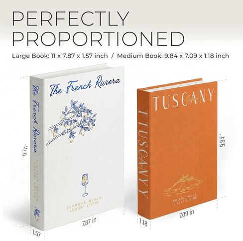 Decorative Books for Home Decor – Orange & White Linen Faux Books Decoration: Aesthetic Fake Book for Shelf, Living Room, Mantle, Entryway & Coffee Table Decor – Stack Faux Book Storage Box, Set of 2 in Saudi Arabia