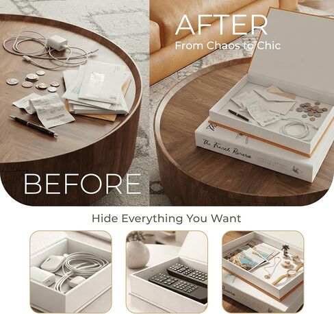 Decorative Books for Home Decor – Orange & White Linen Faux Books Decoration: Aesthetic Fake Book for Shelf, Living Room, Mantle, Entryway & Coffee Table Decor – Stack Faux Book Storage Box, Set of 2 in Saudi Arabia