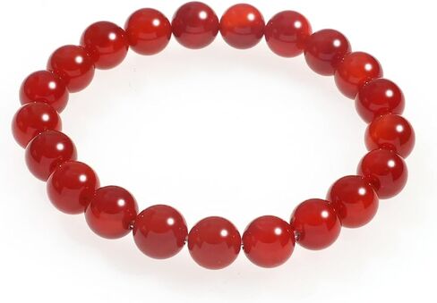 LIYAPEI 8mm Natural Red Agate Beaded Bracelet for Women, Genuine Red Gemstone Stretch Elastic Bracelet, Healing Crystal Red Jade Stone Jewelry for Everyday Wear & Gift in Saudi Arabia