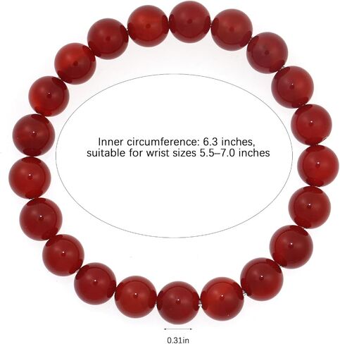 LIYAPEI 8mm Natural Red Agate Beaded Bracelet for Women, Genuine Red Gemstone Stretch Elastic Bracelet, Healing Crystal Red Jade Stone Jewelry for Everyday Wear & Gift in Saudi Arabia
