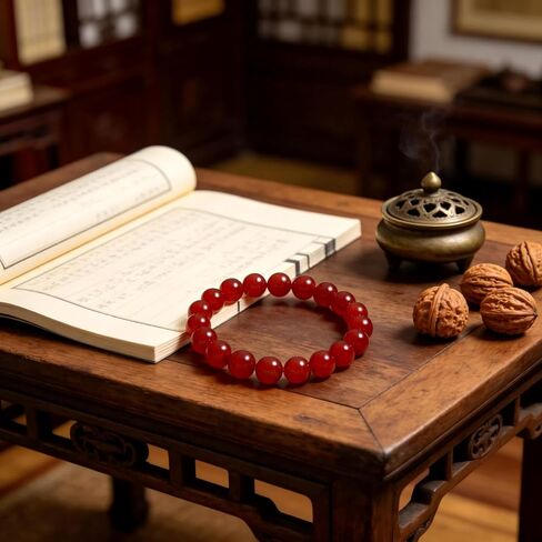 LIYAPEI 8mm Natural Red Agate Beaded Bracelet for Women, Genuine Red Gemstone Stretch Elastic Bracelet, Healing Crystal Red Jade Stone Jewelry for Everyday Wear & Gift in Saudi Arabia