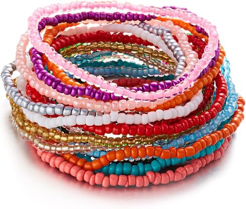 20 قطعة متعدد الألوان البوهيمي البذور مطرز تمتد تكويم سوار اليدوية خلخال المرأة الصيف موضة شاطئ منتجع مجوهرات هدايا in Kuwait