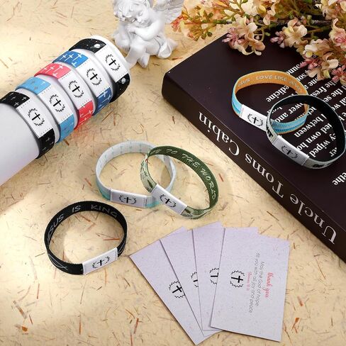 10 Pcs Bible Verse Bracelets Elastic Christian Bracelets with Spiritual Energy Quotes Waterproof Daily Bible Verse Bracelet Christian Gifts for Women Men in Saudi Arabia