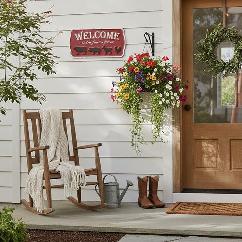 AIM & GGKK Farmhouse Welcome Sign with Farm Animal - Burgundy Rustic Wall Decor for Entryway, Porch, Kitchen - Welcome to The Family Farm Metal Wall Art in Saudi Arabia