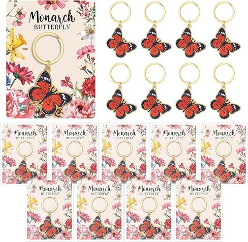 Yinkin 24 Sets Monarch Butterfly Keychains with Card Butterfly Shape Charms for Backpack, Handbags Mothers Day Gift Bulk for Girls Women Nature Lovers Summer Party Birthday Gift Decor in Kuwait