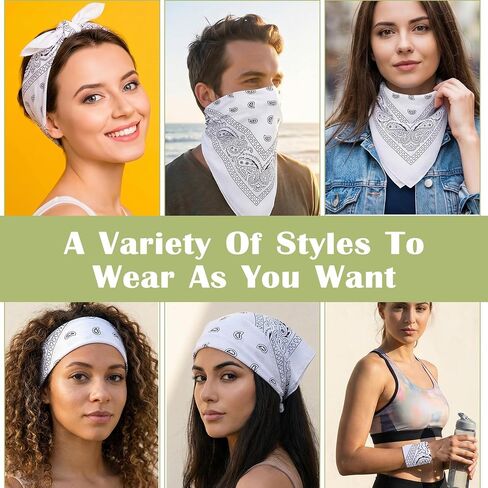 White Bandana 50 Pcs Bulk Bandanas for Women Men - Large White Bandanas Polyester Headwrap Scarf Headband Handkerchief 21.6 x 21.6 Inch in Kuwait